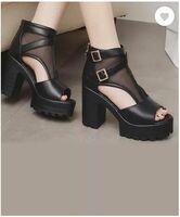 Women Heels Sandal  (Black)