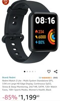 Redmi Watch 2 Lite - Multi-System Standalone GPS, 3.94 cm Large HD Edge Display, Continuous SpO2, Stress & Sleep Monitoring, 24x7 HR, 5ATM, 120+ Watch Faces, 100+ Sports Modes, Women’s Health, Black