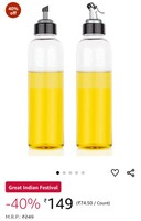 HomeWiz 1-Litre Oil Dispenser Bottle (Pack of 2) | Leak-Proof, BPA-Free Oil Container for Cooking Oils & Vinegar | Durable Kitchen Accessory for Mess Free Pouring & Storage (Total 2000ml)