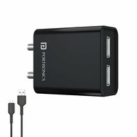 Portronics Adapto 66 2.4A 12w Dual USB Port 5V/2.4A Wall Charger,Comes with 1M Micro USB Cable