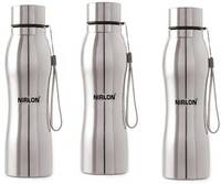NIRLON Aqua Stainless Steel Fridge Water Bottle 1000 ml Bottle (Pack of 3, Silver, Steel)