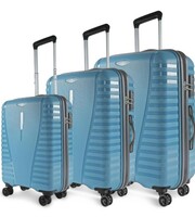  Aristocrat Polypropylene (PP) Airpro Set of 3 Hard Carry-On Spinner Suitcase (55+66+76Cm) Check-in Luggage Lightweight Luggage with 8 Strong Wheels, Secured Zip&Secured Combination Lock Cross Teal 