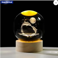SHOPOGENIX 3D Moon Crystal Ball with Base for Living Room