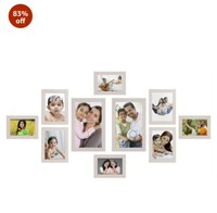 Amazon Brand - Solimo Collage Photo Frames, Set Of 10,Wall Hanging (4 Pcs - 13.0Cm X18.0Cm, 4 Pcs - 15.5Cm.X 20.5Cm , 2 Pcs - 18.0 Cm X 28.0Cm) ,Synthetic Wood ,White, Rectangular