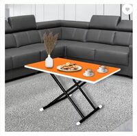 EuroQon Foldable Dual Height Adjustable Engineered Wood Coffee Table (Finish Color - Orange, Pre-assembled)