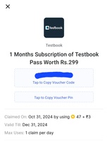 Flipkart: 1 Month Testbook Pass Subscription for ₹3+47 Supercoins only
