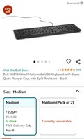 Dell KB216 Wired Multimedia USB Keyboard with Super Quite Plunger Keys with Spill-Resistant – Black