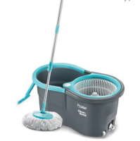 Prestige Alpha with 2 Microfiber heads 360 Degree Spinner Mop Set  (Grey, Blue)