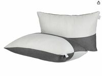 amazon basics Hollow Fiber Sleeping Pillow | Soft and Fluffy | Adjustable Height | Set of 2 | White and Grey (27 x 16 Inches)