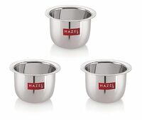 HAZEL Stainless Steel Mini Tea Glasses | 9 cm with 100 ml Each Traditional Coffee Milk Serving Glasses | Steel Pela Patra, Set of 3
