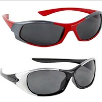 Dervin Boy's And Girl's Wrap Around Sunglasses Black Frame, Black Lens (3-6 Years) - Pack Of 2 