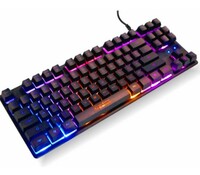 RPM Euro Games Gaming Keyboard Wired | 87 Keys Space Saving Design | Membrane Keyboard with Mechanical Feel | LED Backlit & Spill Proof Design