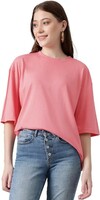 KOTTY Women's Cotton Blend Solid Oversized T-Shirts