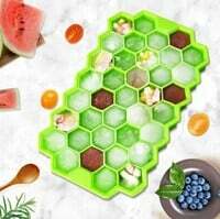 Clazkit Flexible Silicone Honeycomb 37 Cavity Ice Cube Tray for Freezer Moulds Small Cubes Whiskey Fridge Bar Soft Ice Cube Tray -Pack of 1 