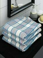 Athom Living Ecosaviour Premium Cotton Bath Towel Grandiose White & Blue (Pack of 3)