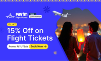 Flat 15% instant discount up to Rs.600 on domestic flight ticket bookings in Paytm