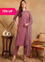 Vaamsi Pink Embroidered Kurta With Pant & Dupatta