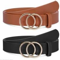 Women Brown, Black Genuine Leather Belt