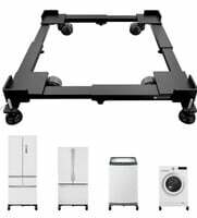 Hipkoo Washing Machine Trolley with Wheels & Anti Vibration Grips - Adjustable Metal Stand for All Semi or Front or Top Load Washing Machine, Fridge, Dishwasher Stand, etc. (Stands up to 170Kg, Black)