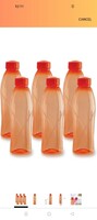 CELLO Texas PET Bottle | Leak proof and Break proof | Perfect for School, College, Work, and Outdoor adventures Water Bottle | 1 Litre, Set of 6 | Orange 