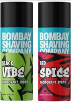 Bombay Shaving Company Body Spray for Men, 150ml each (Pack of 2) - Red Spice and Black Vibe (Packaging may vary) 