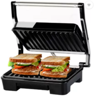 iBELL SM1515 Sandwich Maker with Floating Hinges, 1000 Watt, Panini / / Toast, Grill  (Black, Silver)