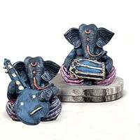 ARTISANS ALLEY Beautiful Resin Ganesha Statues for Home Decor (Pack of 2, Grey & Red Colour)