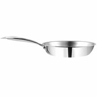 Suzec Platinum Triply Stainless Steel Frypan 24 cm | 2.5 mm Thick | Steel Pan | Scratch Resistant, Non Toxic | Induction & Gas Friendly, Heavy Bottom