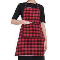  GLUN Waterproof Full Size Unisex Kitchen Checkered Apron with 2 Big Front Centre Pocket and Adjustable Neck Strap (RED-CHECKERED) 