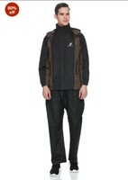 Amazon Brand- Symactive Polyester Symactive Premium Seam Sealed Standard Length Raincoat with High Neck Hood Jacket, Waterproof Pant and Carry Bag (Unisex, Black, L)