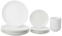 Solimo Ceramic - 18 Piece Classic Solid Dinner Set