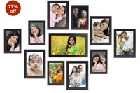 Amazon Brand - Solimo Collage Photo Frames, Set Of 11,Wall Hanging (5 Pcs - 4X6 Inch, 5 Pcs - 5X7 Inch, 1 Pc - 6X10 Inch), Black, Synthetic Wood, Rectangular