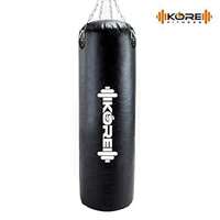 KORE Ultimate 4 Feet Unfilled Heavy Black Punching Bag PU Leather Boxing MMA Sparring Punching Training Kickboxing Muay Thai with Rust Proof Stainless Steel Hanging Chain