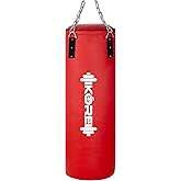 KORE Ultimate 4 Feet Unfilled Heavy Black Punching Bag PU Leather Boxing MMA Sparring Punching Training Kickboxing Muay Thai with Rust Proof Stainless Steel Hanging Chain 
 