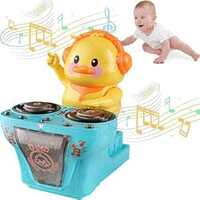 Storio Bump and Go DJ Duck Dancing Toy with Music and Light Activity Play Center Toy 360 Degree Rotating with Flashing Lights Action Toys for Kids