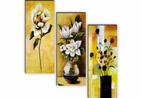 SAF paintings Floral 6MM MDF Framed Set of 3 Digital Reprint 15 inch x 18 inch Painting