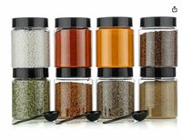 The Sr Brand Multipurpose Unbreakable Plastic Transparent Storage Containers for Kitchen Airtight Masala Box Dabba Spice, Cereal, Dry Fruits Spice Box 250 Ml Round with Spoons (Set of 6 Pcs)