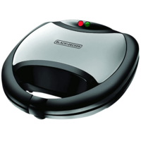 BLACK+DECKER TS2020 750W 2 Slice Sandwich Maker with Thermostat Control (Black/Silver)