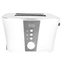 BLACK+DECKER ET122 800W 2 Slice Pop-Up Toaster with Removable Crumb Tray (White)