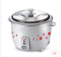 Prestige Delight PRWO White Printed Aluminium 230W Electric Rice Cooker With Fit Lid 1.8L