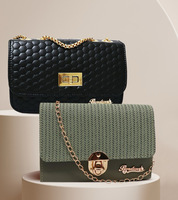 BANDICOOT Black, Green Sling Bag Women Cross body Chain Sling bag - WHITE AND GREEN 