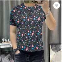 Men Printed Round Neck Polyester Black T-Shirt