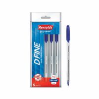 Reynolds DFINE Ball Pen SET - 5 BLUE PENS WITH COMFORTABLE GRIP |BLUE BALL PENS FOR WRITING | PEN FOR STUDENTS & OFFICE STATIONERY | 0.7 mm TIP SIZE