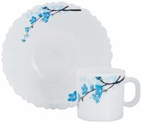 Larah by Borosil Mimosa (LH) Opalware Snack Set, 5-Pieces, White