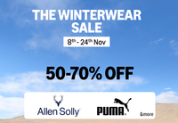 The Winterwear Sale - 50-70% Off on Allen Solly ,Puma & More