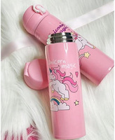Barbarik Pink Unicorn – Insulated Stainless Steel, Leak-Proof, Reusable Flask for Kids 500 ml Water Bottle 