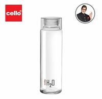 CELLO H2O Glass Fridge Water Bottle with Plastic Cap | Leak proof & break-proof | Wide mouth & Easy to Clean | Best Usage for Office/School/College | 920ml | Clear