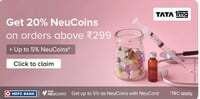 (User Specific) Tata Neu × 1mg - Extra 20% NeuCoins Upto 150 on minimum purchase of ₹299 (12 - 30 Nov) 