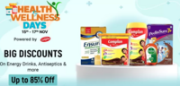 Health and wellness days: upto 85% off on Energy drinks, Antiseptics & more