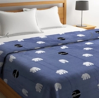 Cortina Blue Conversational AC Room 250 GSM Double Bed Blanket(Account Specific)